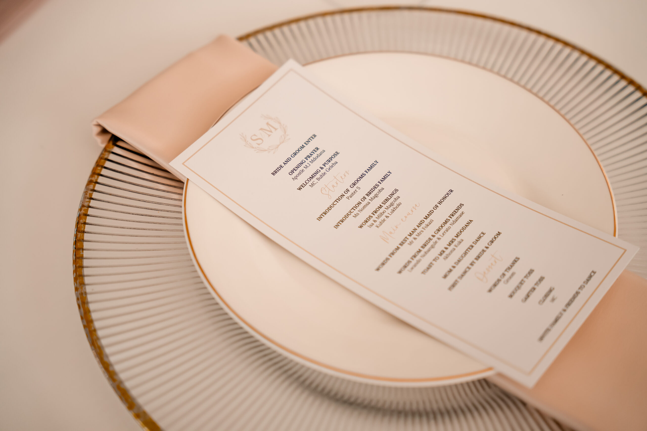 Wedding menu