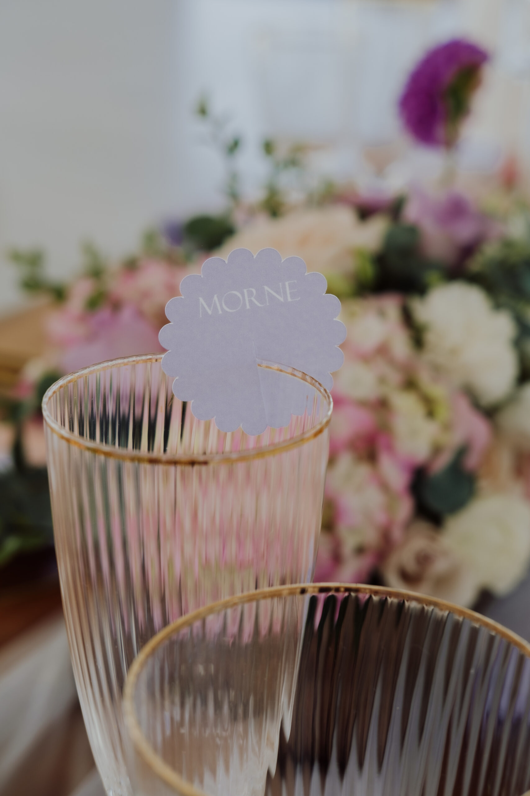 wedding name card glass topper