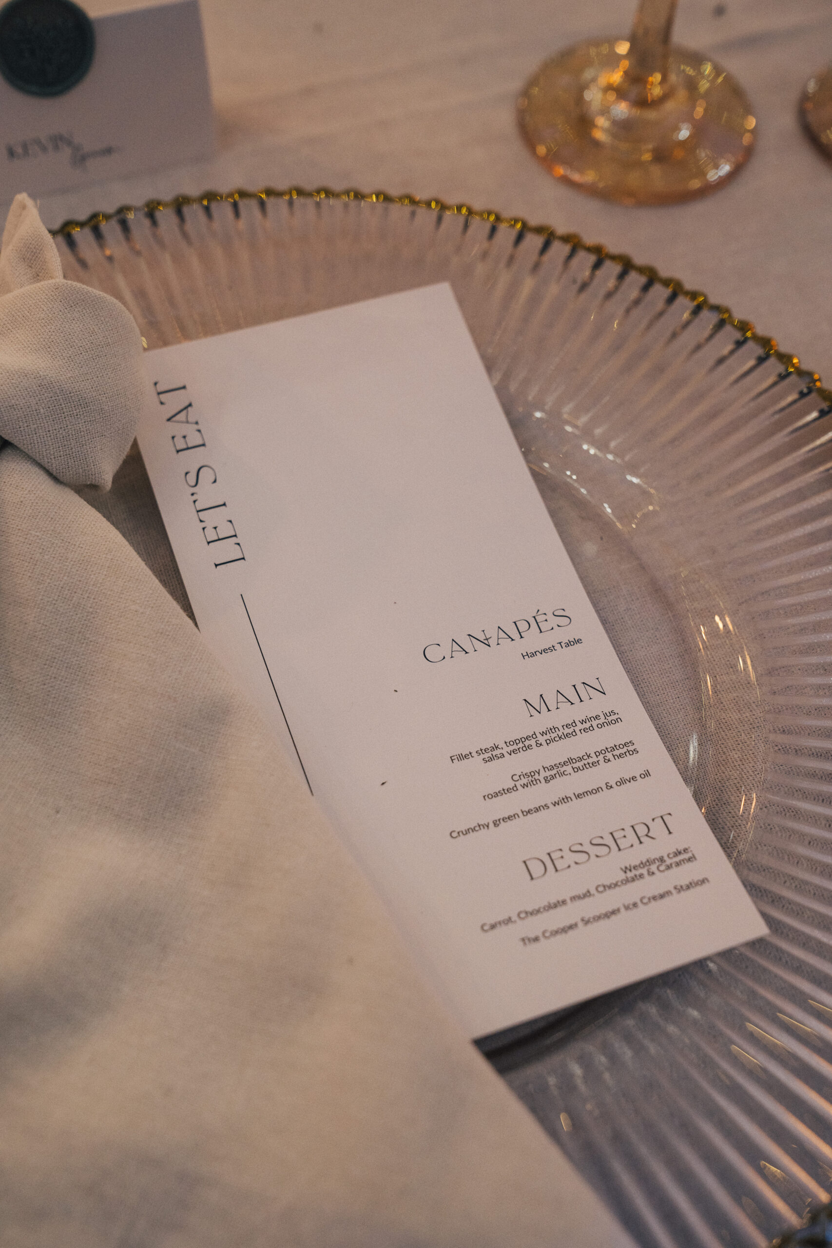 Wedding menu