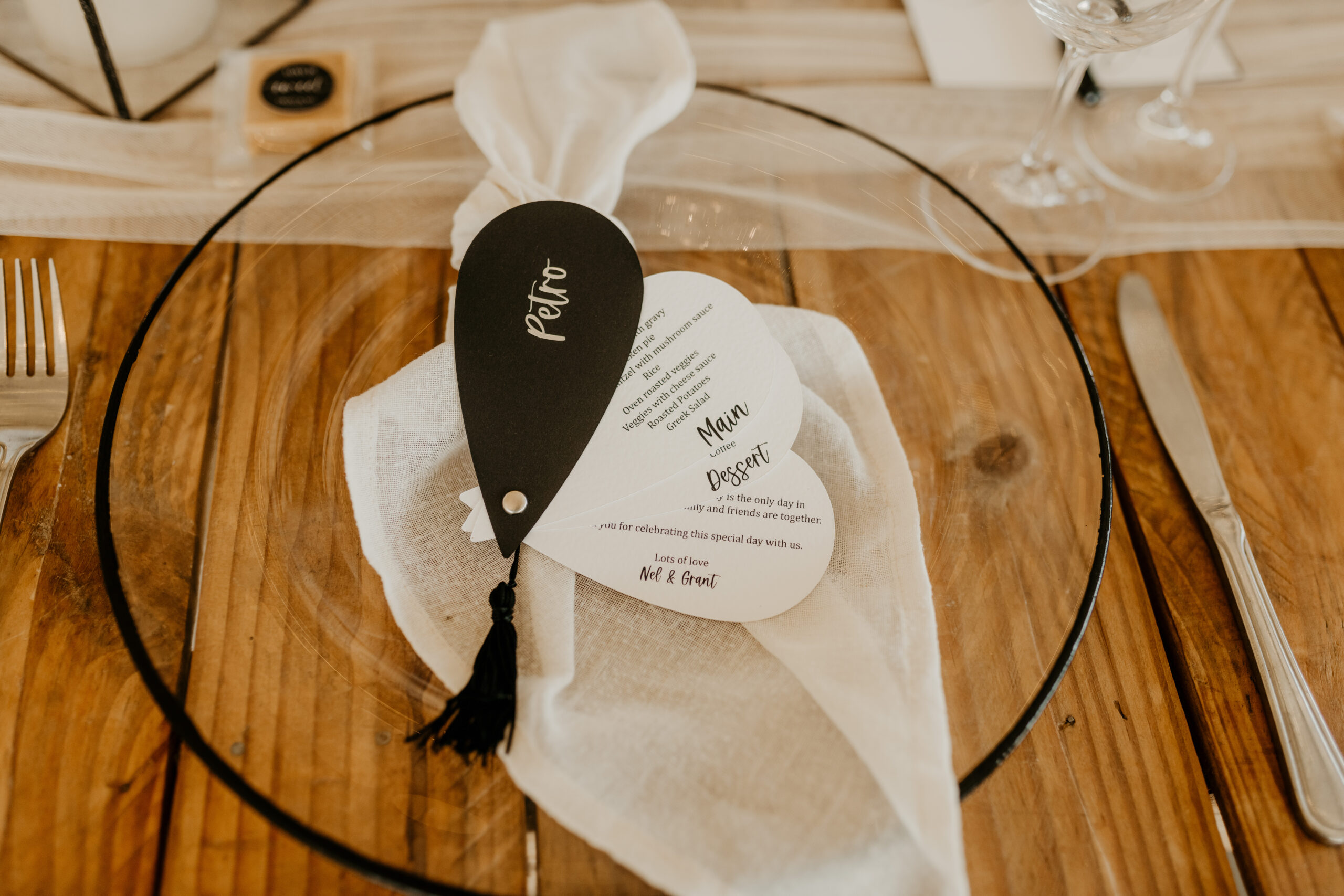 Fan wedding menu