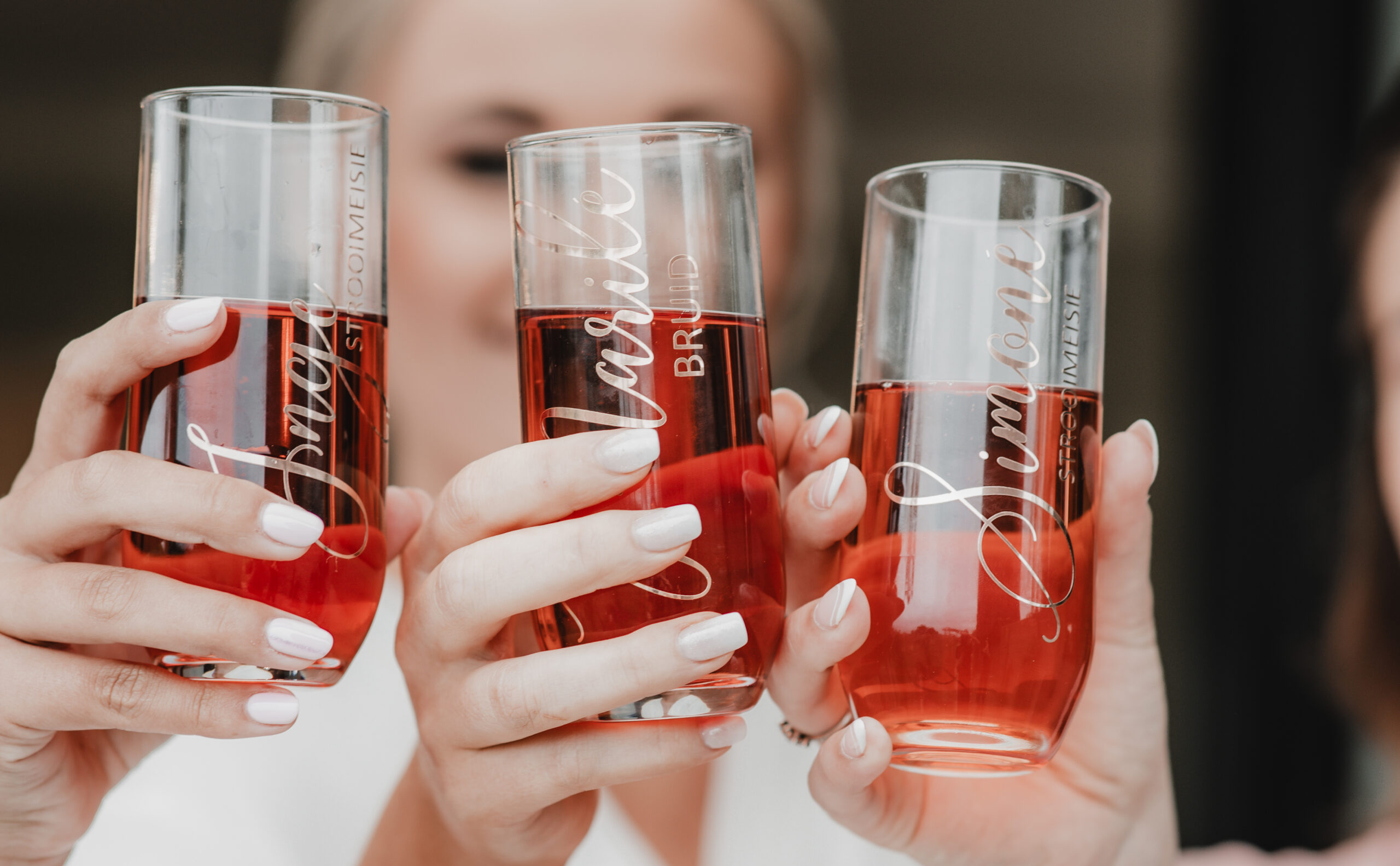 Personalised glasses for bridal party