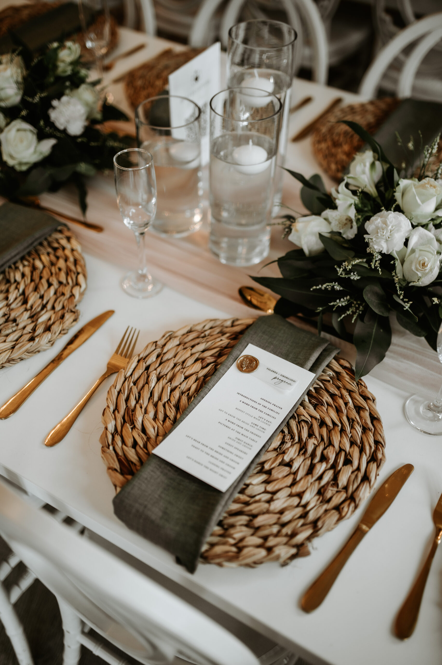 Wedding menu with wax seal