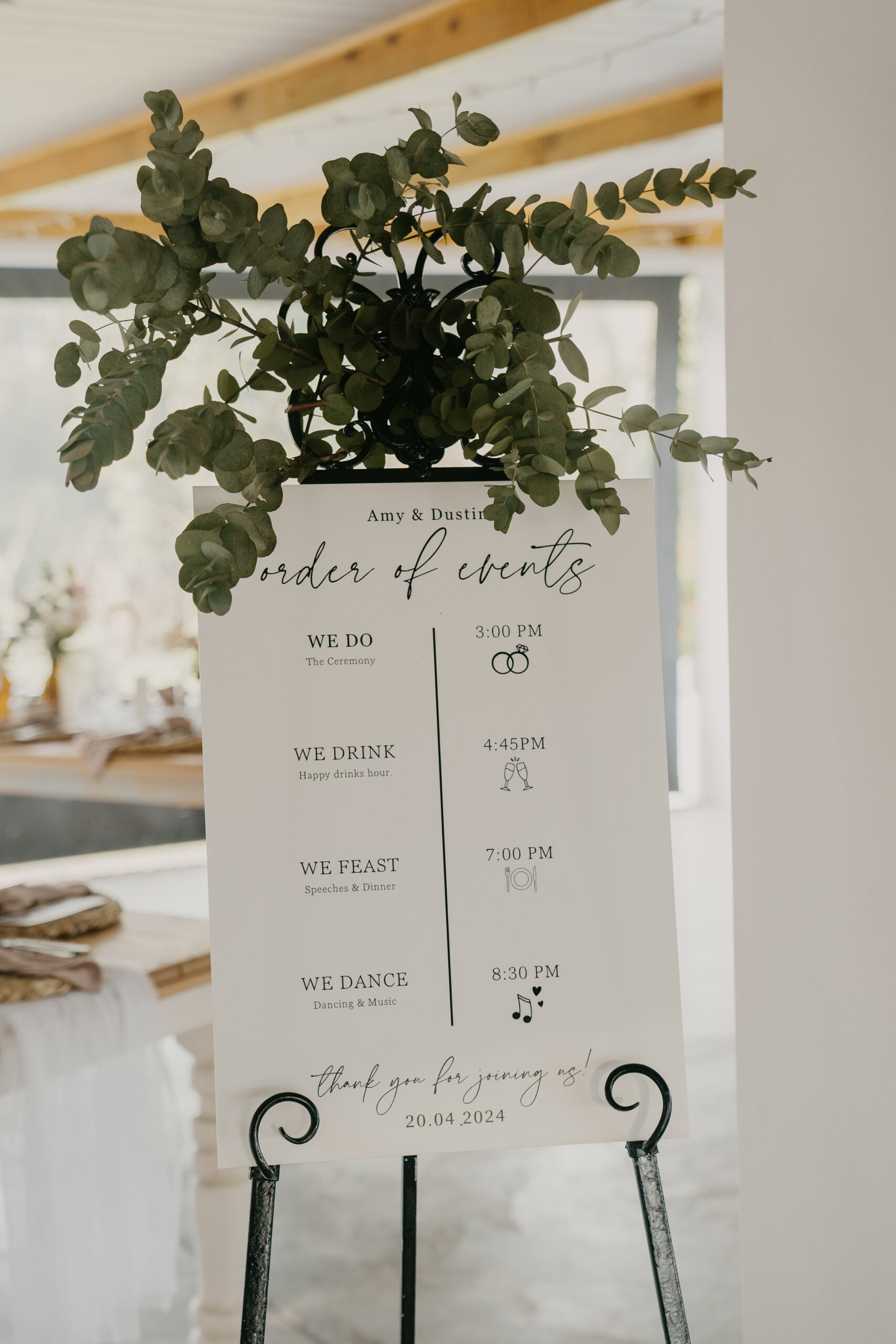 Acrylic Wedding order of events