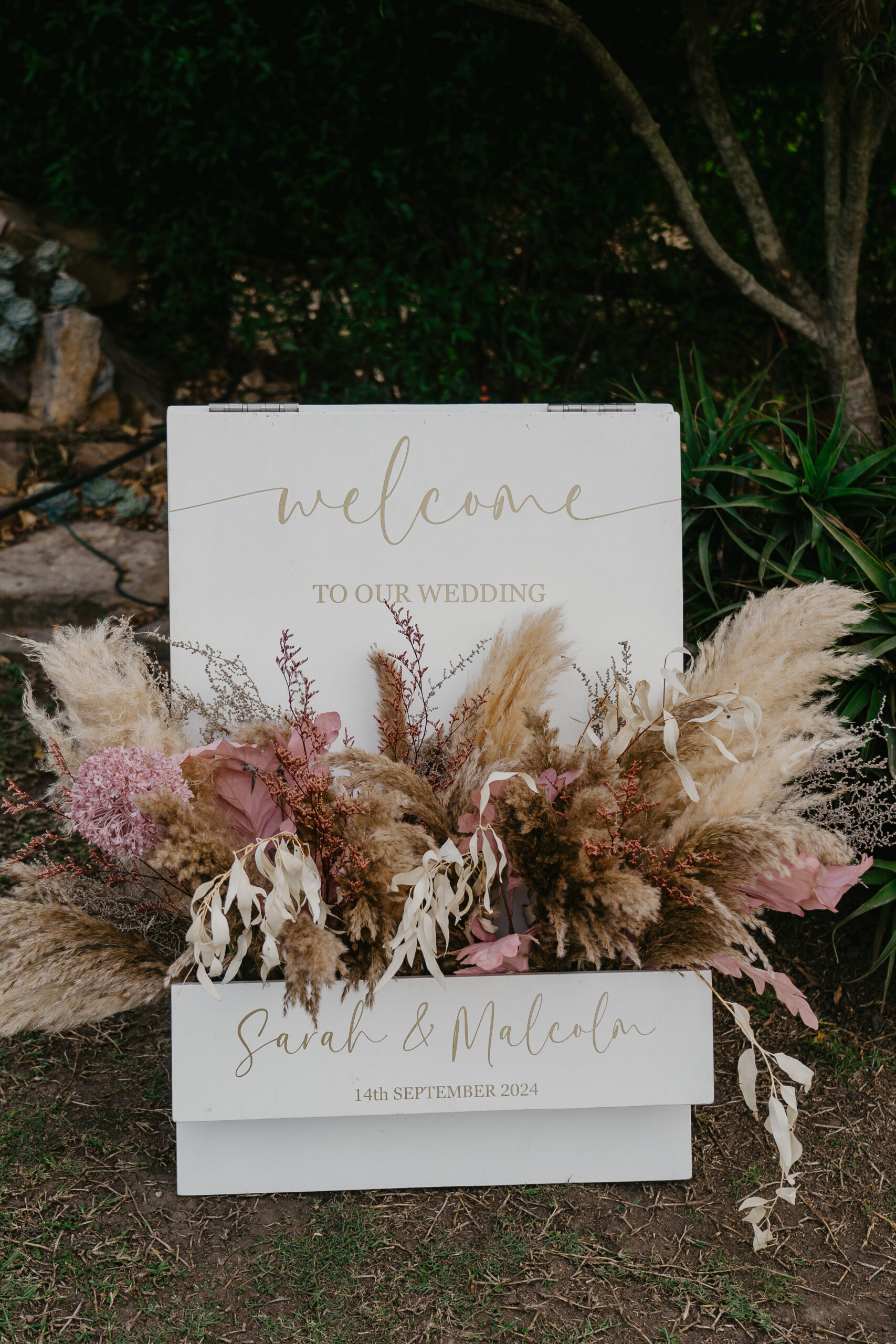 Wooden Flower box wedding welcome sign